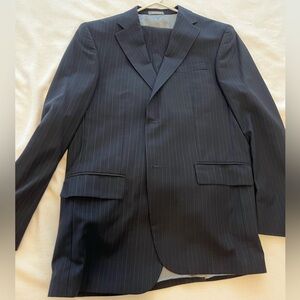 Oscar de la renta striped dark navy suit